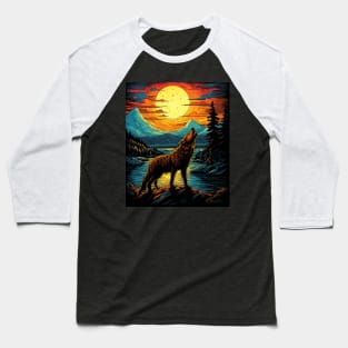 wolf howling at moon Baseball T-Shirt